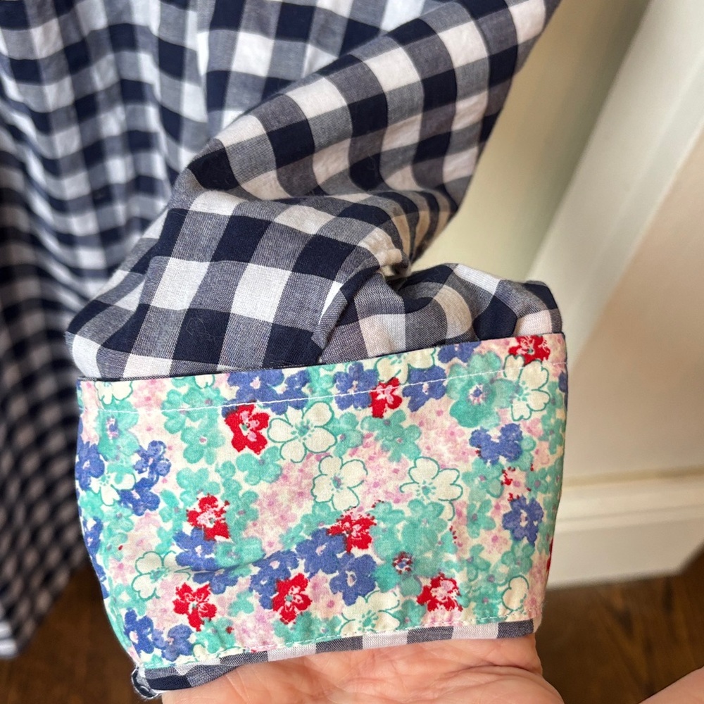 Talbots Navy White Gingham Checkered Button-Up Co… - image 6